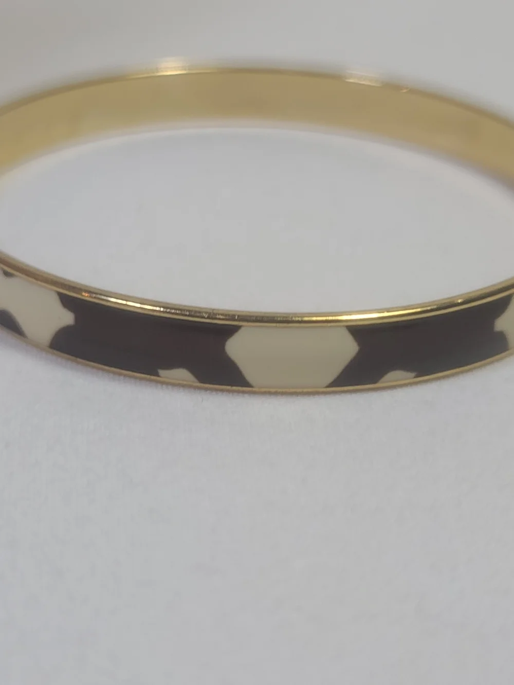 J. Crew Zebra Print Animal Enamel Gold Tone Bracelet Bangle